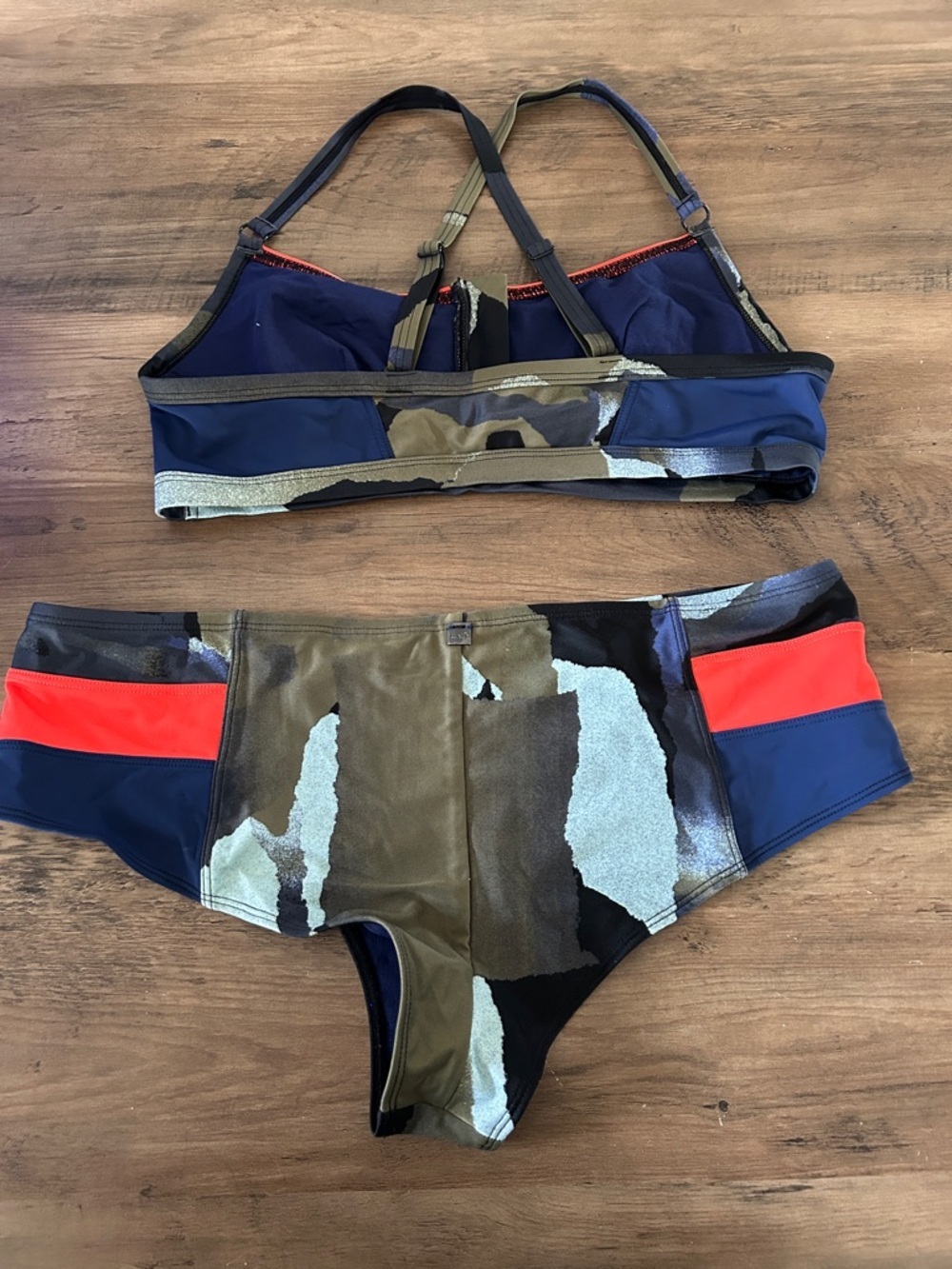 Lole Dauphinee bikini Sporty  Set in Navy, Olive & Red Accents - Picture 6 of 9